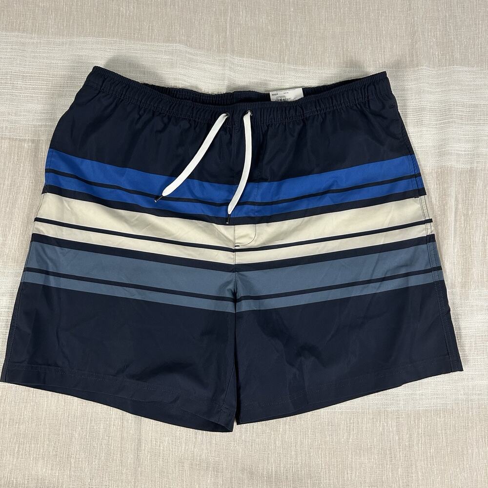 NEW Sonoma‎ Men's Swim Trunks Size XXL NWT elastic drawstring 2XL Blue stripes
